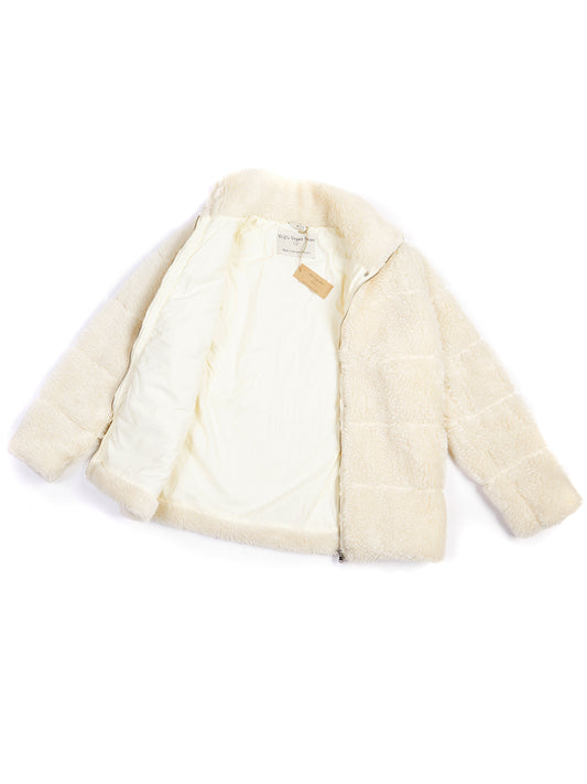 Recycled Teddy Puffer Jacket in Cream