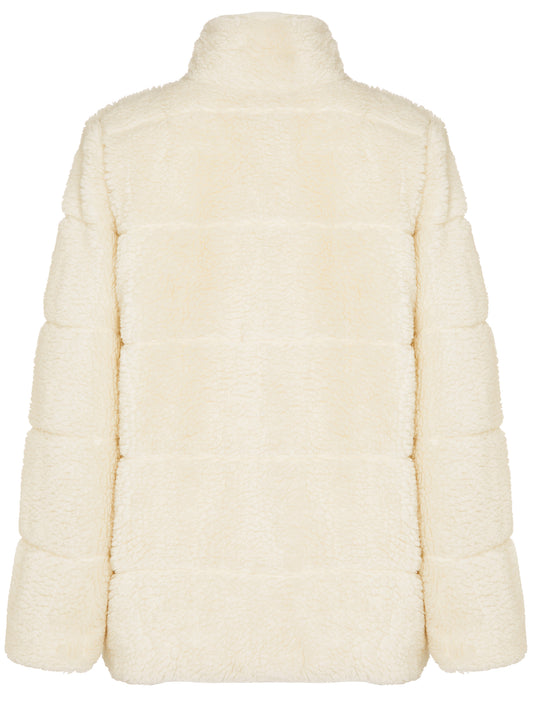 Recycled Teddy Puffer Jacket in Cream