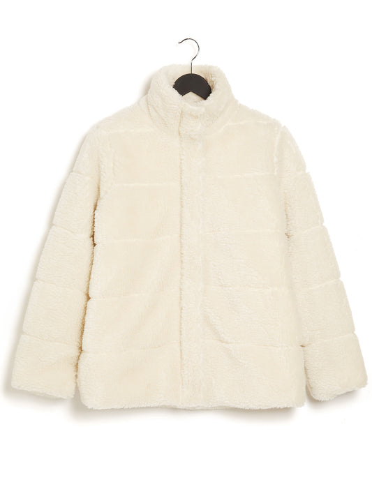 Recycled Teddy Puffer Jacket in Cream