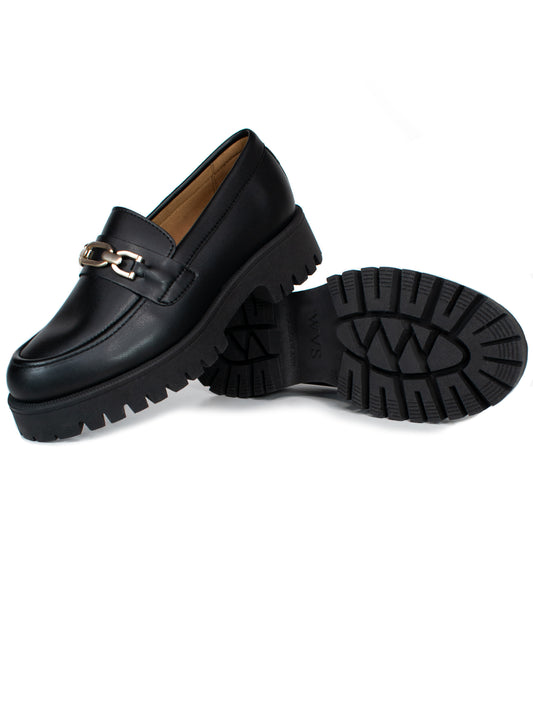 Track Sole Loafers in Black