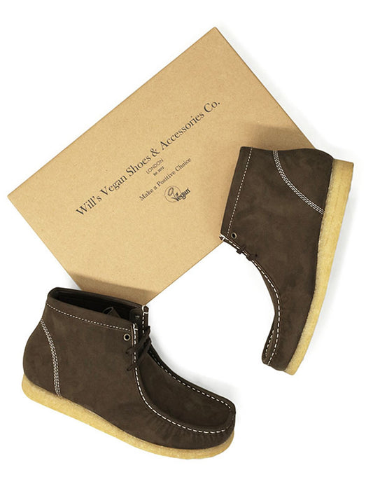 Moccasin Boots in Brown Vegan Suede
