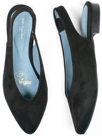 Slingbacks in Black Vegan Suede