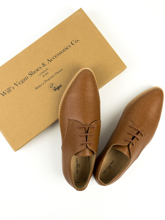 Point Toe Derbys in Brown Vegan Suede, toe detail