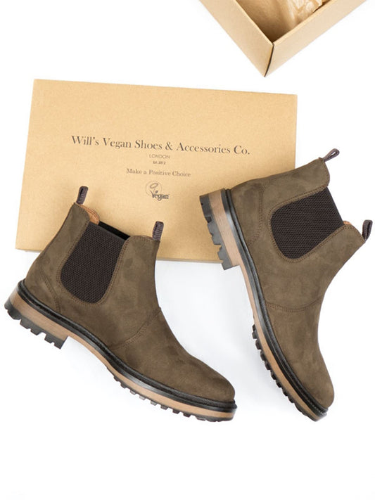 Continental Chelsea Boots in Black Vegan Suede