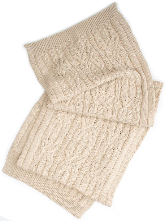 Recycled Braided Knit Scarf in Beige Knit