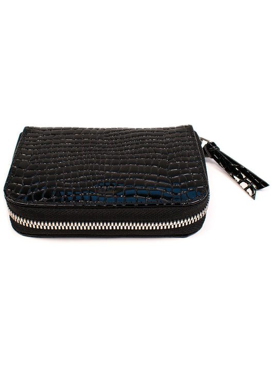 Small Zipper Wallet in Gold Crackle Mock Croc