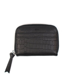 Coin Purse in Black Matt Mock Croc